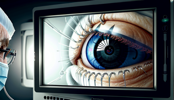 Resin Injection CRT Cataract Surgery On Macintosh Monitor